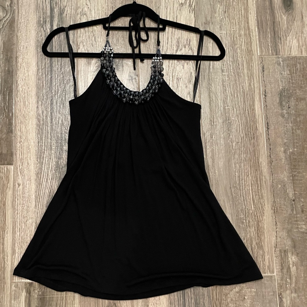 Like New - B Wear black beaded halter top - Size Large